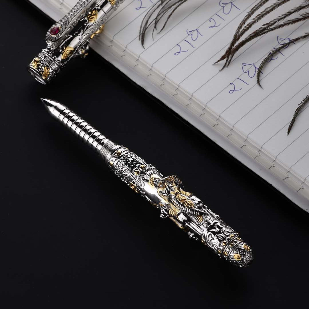 SHRI RADHE KRISHNA PURE SILVER PEN