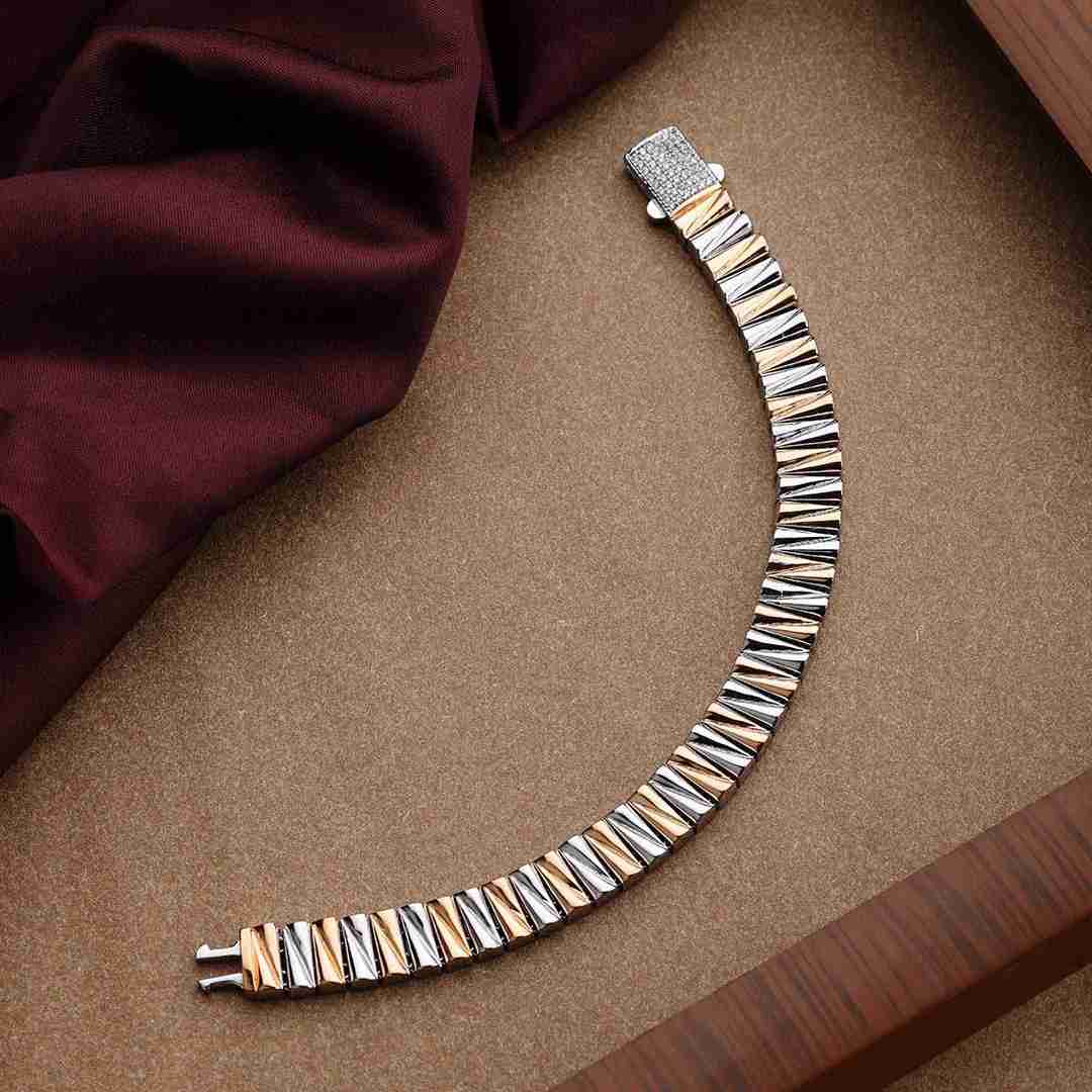 Wavy Rose Gold-Plated Silver Bracelet