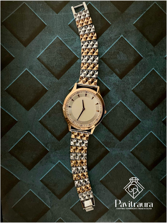 Dual-Tone Rosegold & Silver Classic Watch