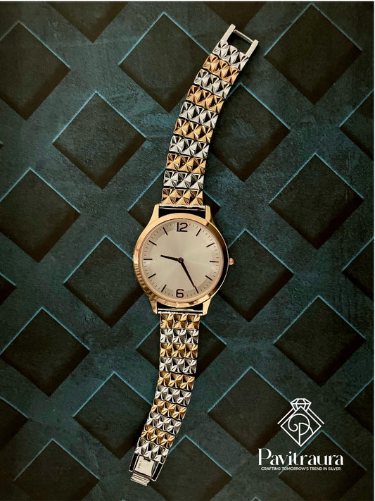 Elegant Rosegold & Silver Wristwatch
